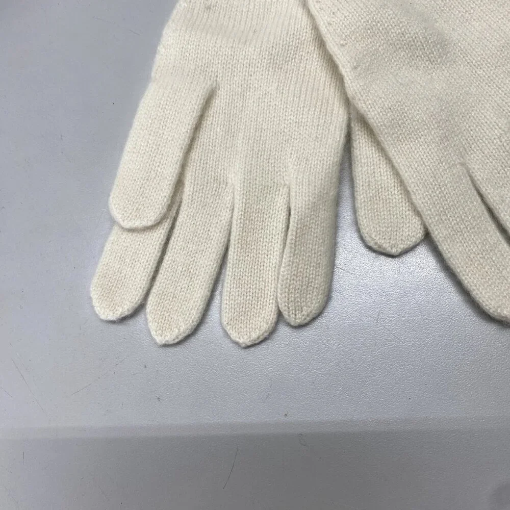 NEW STATE Cashmere Unisex Plain Knit Gloves – Undyed White – One Size